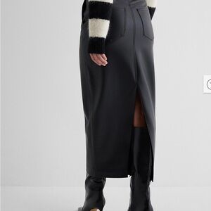 Express High Waist Faux Leather Back Slit Skirt